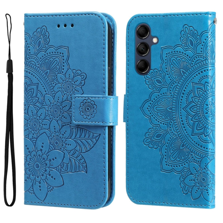 For Samsung Galaxy M14 5G 7-petal Flowers Embossing Leather Phone Case