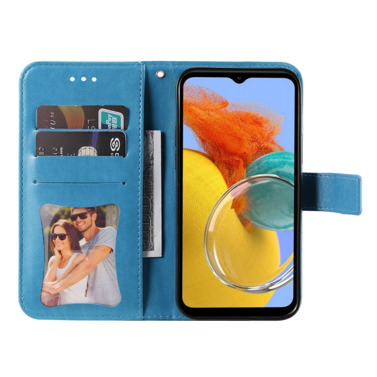 For Samsung Galaxy M14 5G 7-petal Flowers Embossing Leather Phone Case