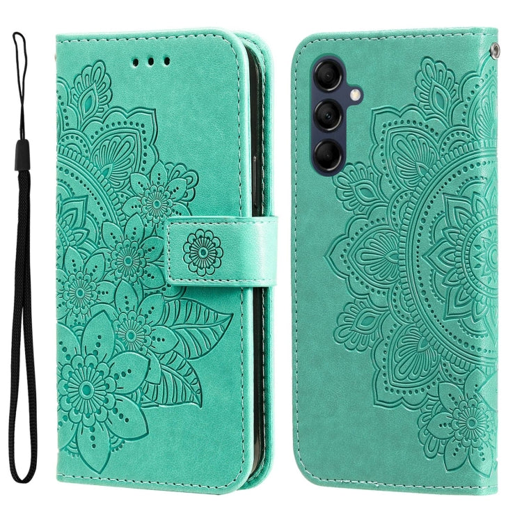 For Samsung Galaxy M14 5G 7-petal Flowers Embossing Leather Phone Case