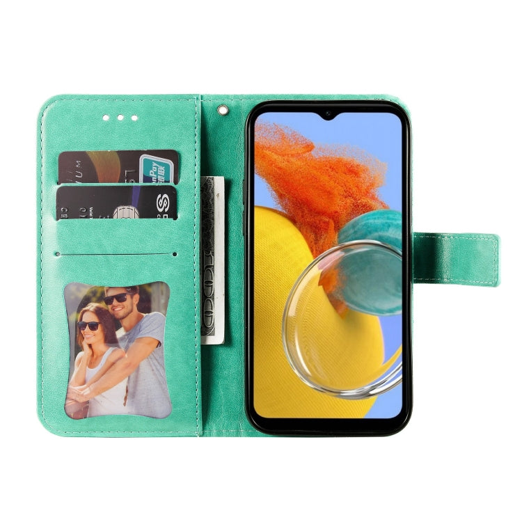 For Samsung Galaxy M14 5G 7-petal Flowers Embossing Leather Phone Case