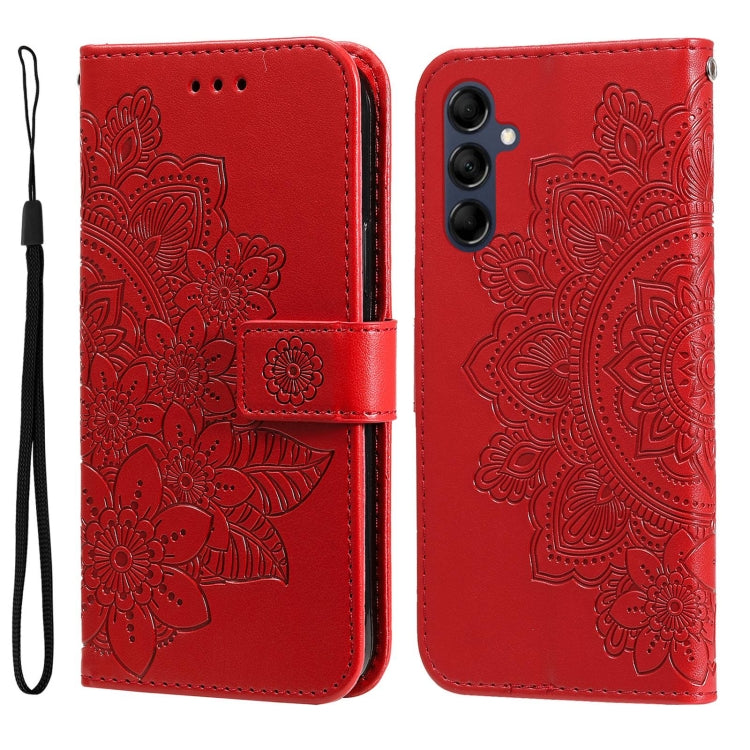 For Samsung Galaxy M14 5G 7-petal Flowers Embossing Leather Phone Case