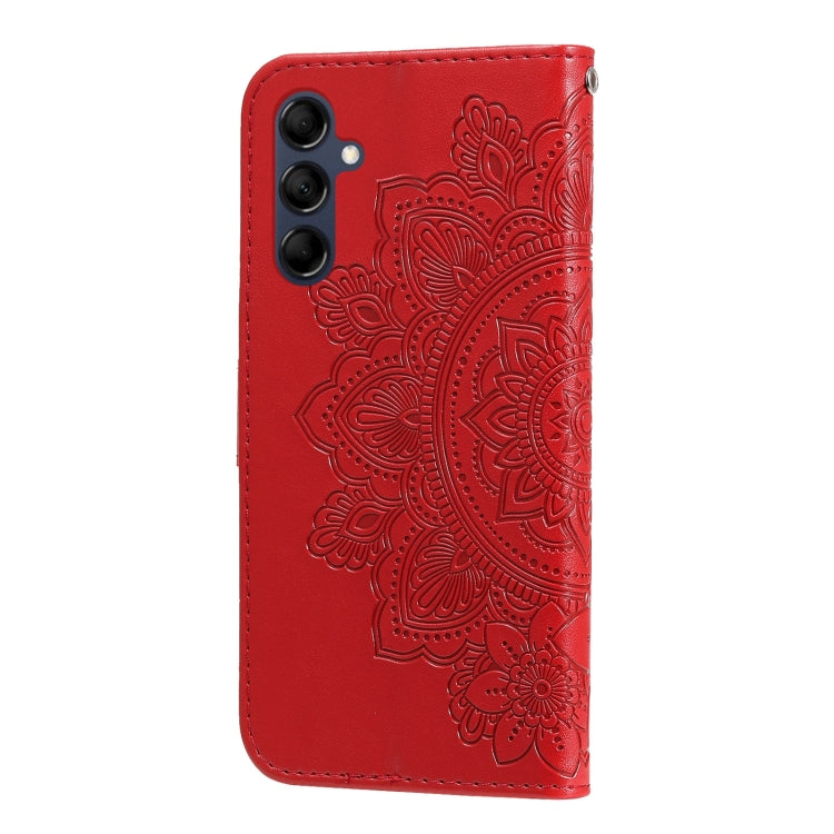 For Samsung Galaxy M14 5G 7-petal Flowers Embossing Leather Phone Case