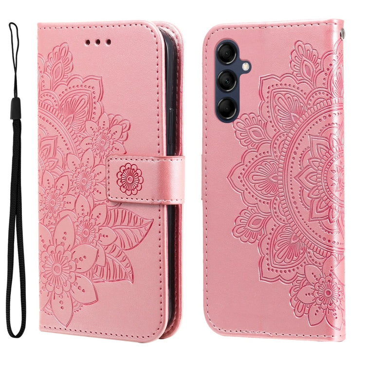 For Samsung Galaxy M14 5G 7-petal Flowers Embossing Leather Phone Case