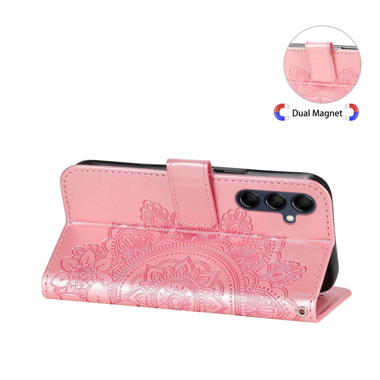 For Samsung Galaxy M14 5G 7-petal Flowers Embossing Leather Phone Case