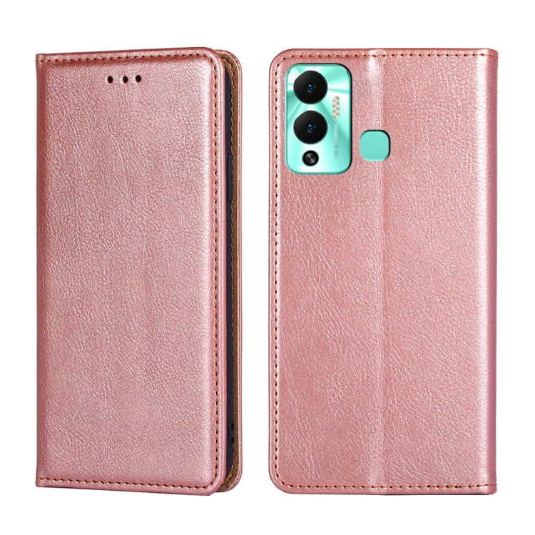 For Infinix Hot 12 Play Gloss Oil Solid Color Magnetic Leather Phone Case