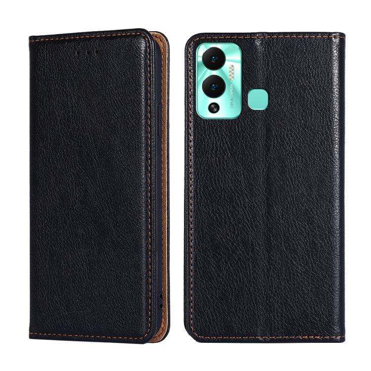 For Infinix Hot 12 Play Gloss Oil Solid Color Magnetic Leather Phone Case