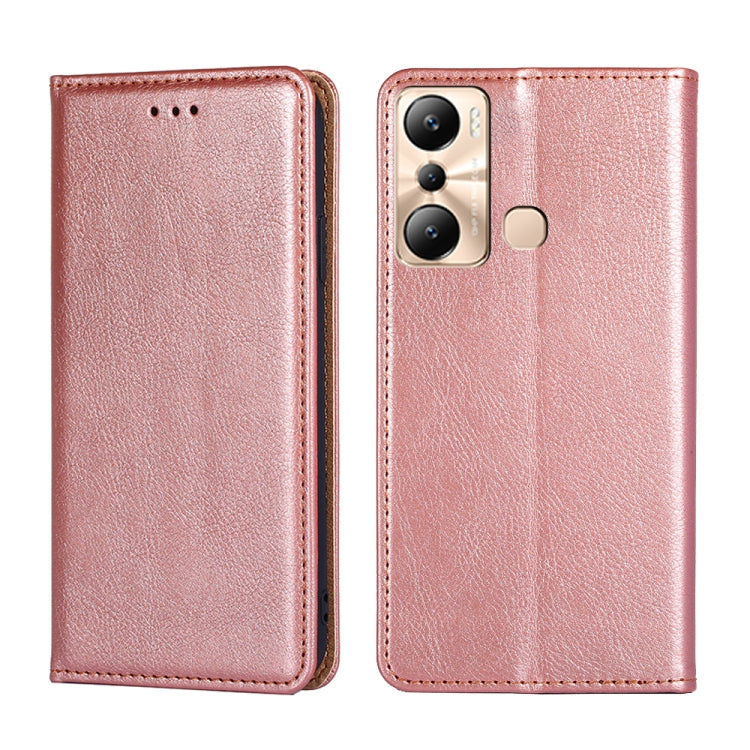 For Infinix Hot 20i Gloss Oil Solid Color Magnetic Leather Phone Case