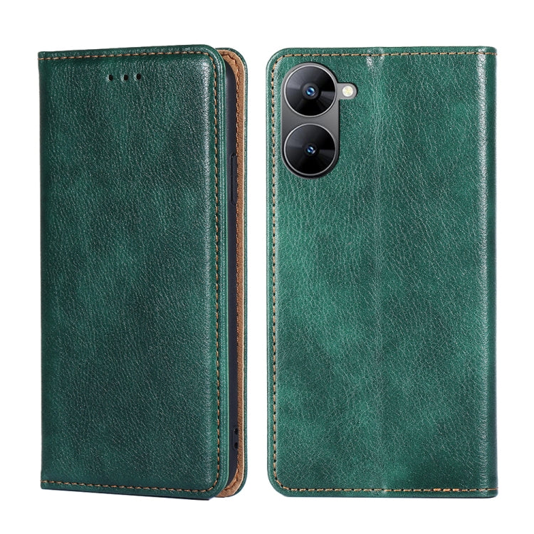 For Realme V30 5G / V30T Gloss Oil Solid Color Magnetic Leather Phone Case