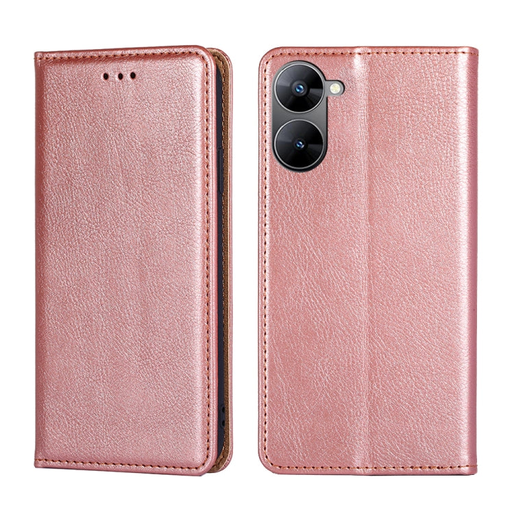 For Realme V30 5G / V30T Gloss Oil Solid Color Magnetic Leather Phone Case