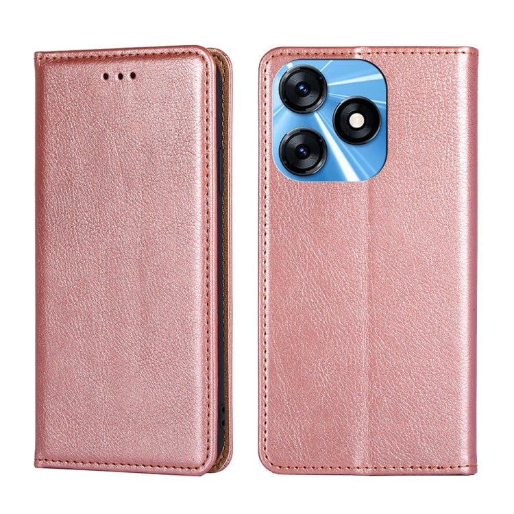 For Tecno Spark 10 4G Gloss Oil Solid Color Magnetic Leather Phone Case