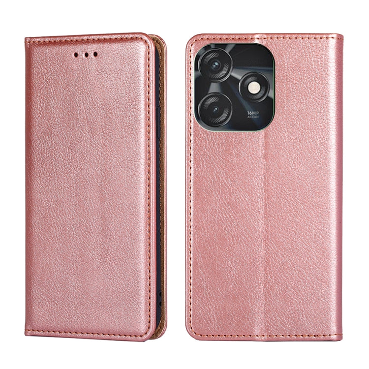 For Tecno Spark 10C Gloss Oil Solid Color Magnetic Leather Phone Case