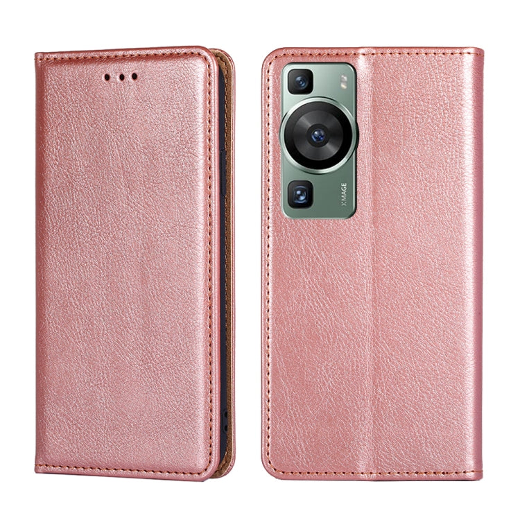 For Huawei P60 / P60 Pro Gloss Oil Solid Color Magnetic Leather Phone Case