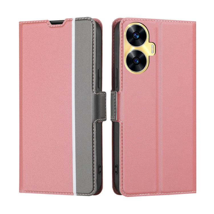 For Realme C55 4G Twill Texture Side Buckle Leather Phone Case