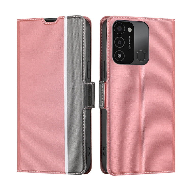 For Tecno Spark 8C Twill Texture Side Buckle Leather Phone Case