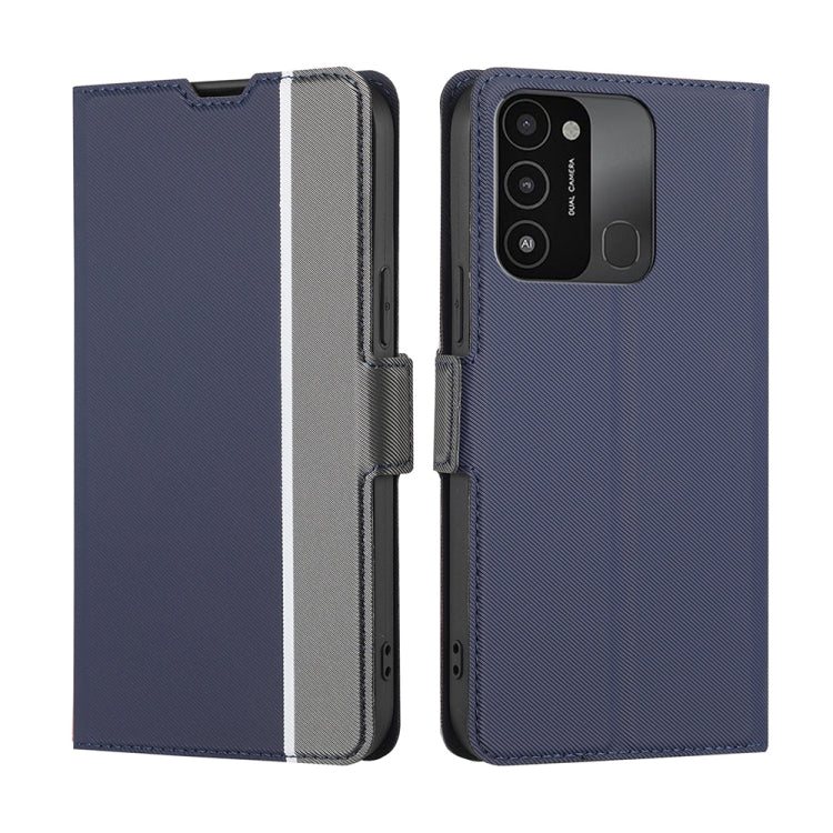 For Tecno Spark 8C Twill Texture Side Buckle Leather Phone Case