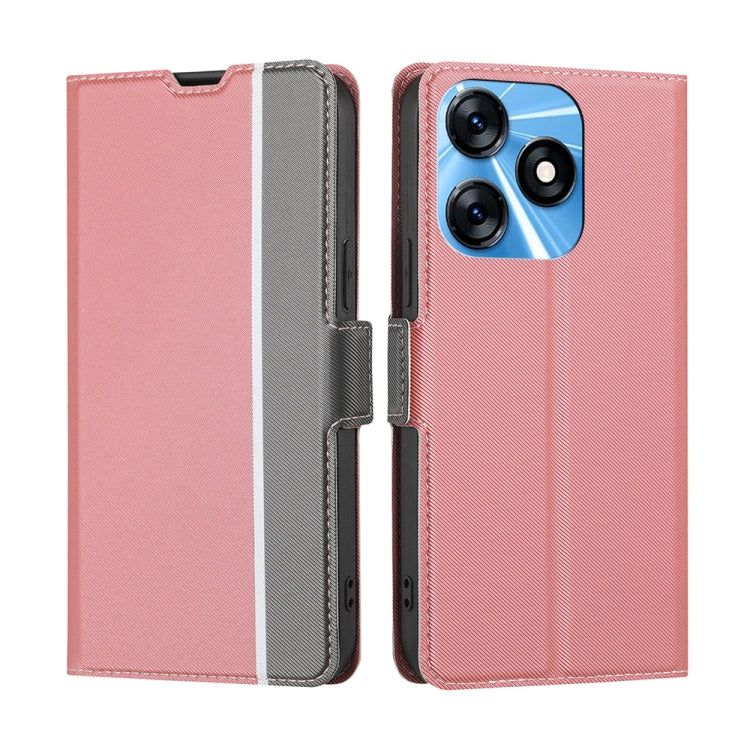 For Tecno Spark 10 4G Twill Texture Side Buckle Leather Phone Case