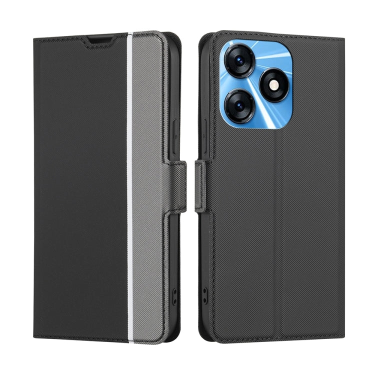 For Tecno Spark 10 4G Twill Texture Side Buckle Leather Phone Case