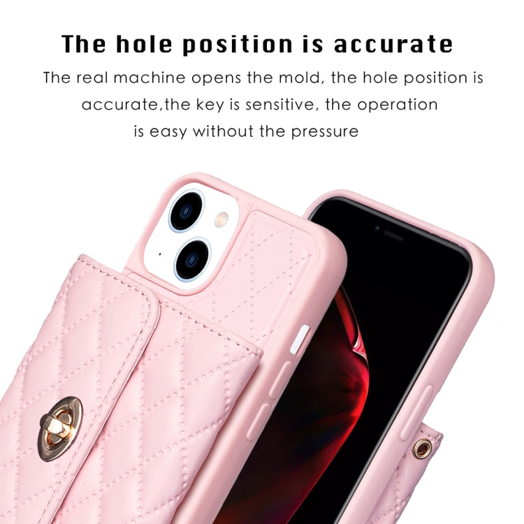 For iPhone 14 Horizontal Metal Buckle Wallet Rhombic Leather Phone Case