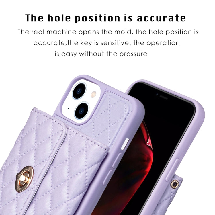 For iPhone 13 Horizontal Metal Buckle Wallet Rhombic Leather Phone Case