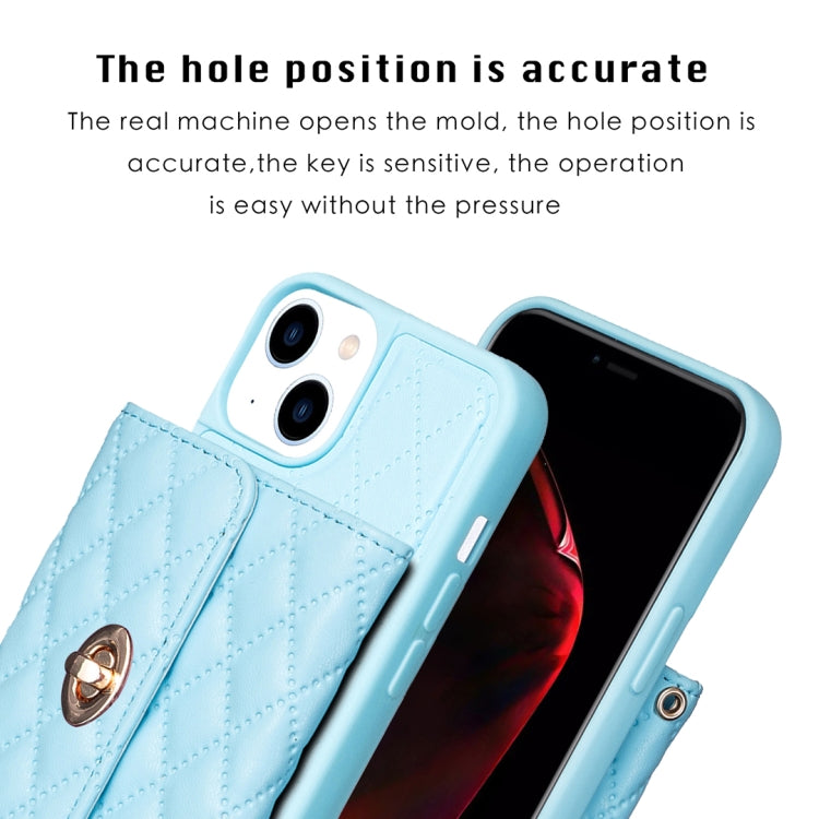 For iPhone 13 Horizontal Metal Buckle Wallet Rhombic Leather Phone Case