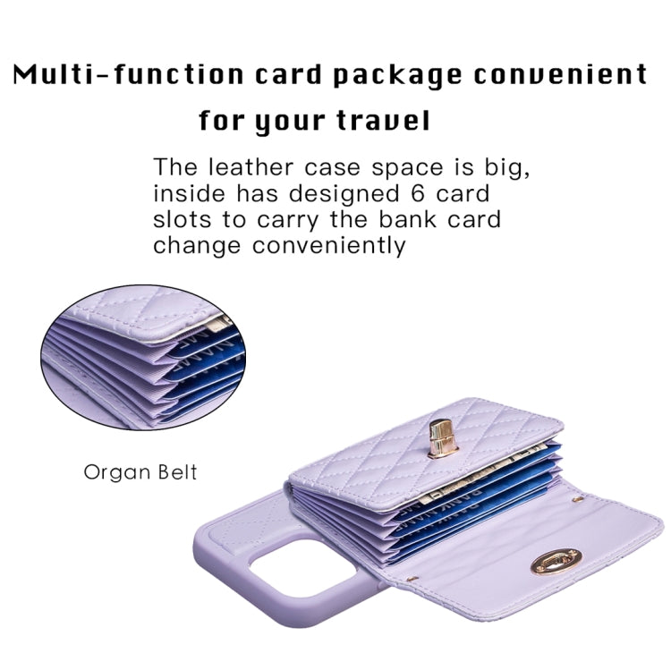 For iPhone 13 Pro Horizontal Metal Buckle Wallet Rhombic Leather Phone Case