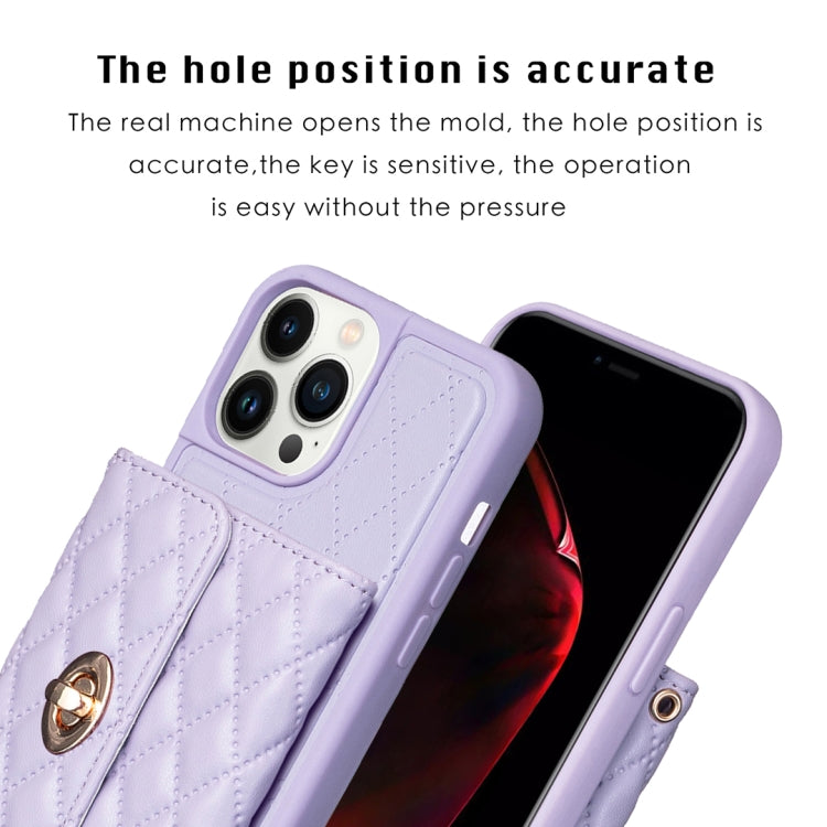 For iPhone 13 Pro Max Horizontal Metal Buckle Wallet Rhombic Leather Phone Case