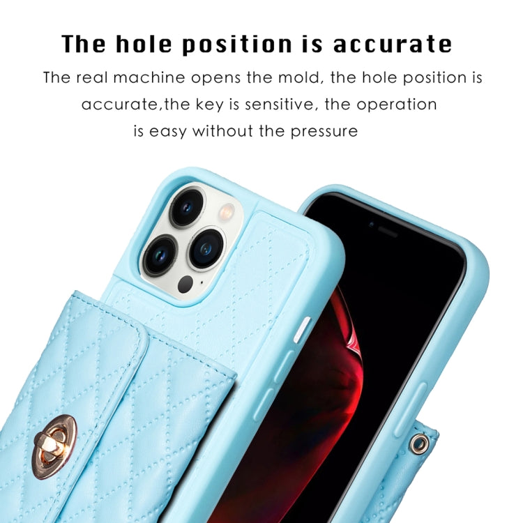 For iPhone 13 Pro Max Horizontal Metal Buckle Wallet Rhombic Leather Phone Case