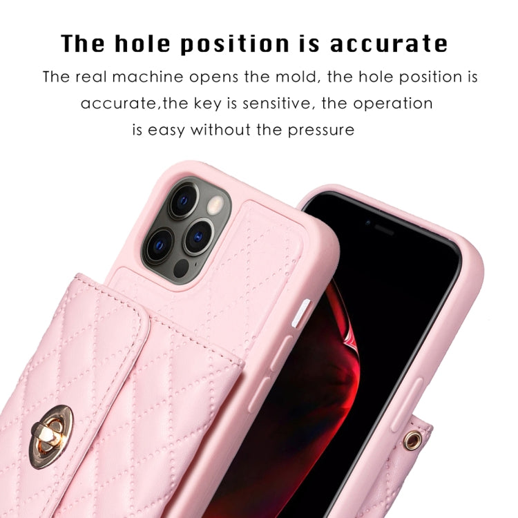 For iPhone 12 / 12 Pro Horizontal Metal Buckle Wallet Rhombic Leather Phone Case