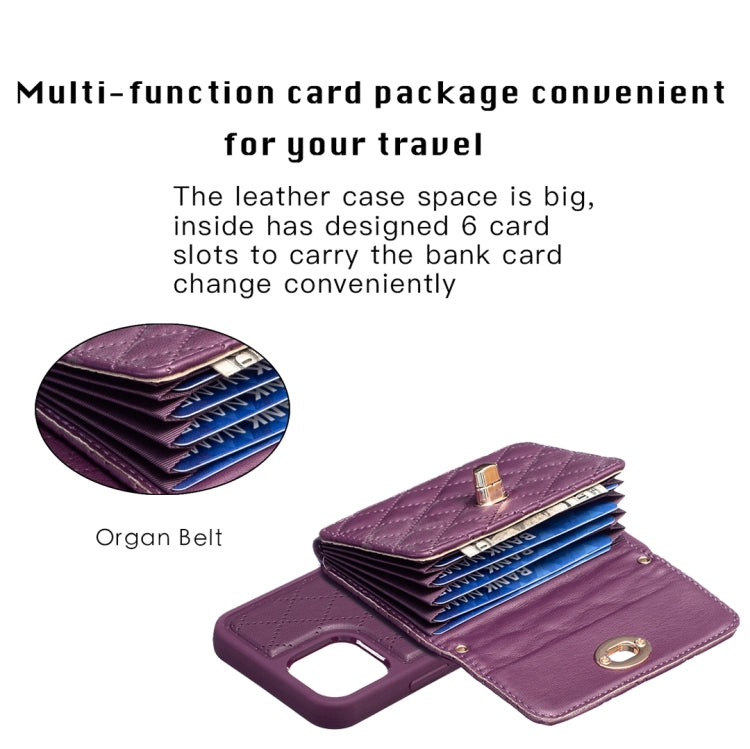 For iPhone 12 / 12 Pro Horizontal Metal Buckle Wallet Rhombic Leather Phone Case