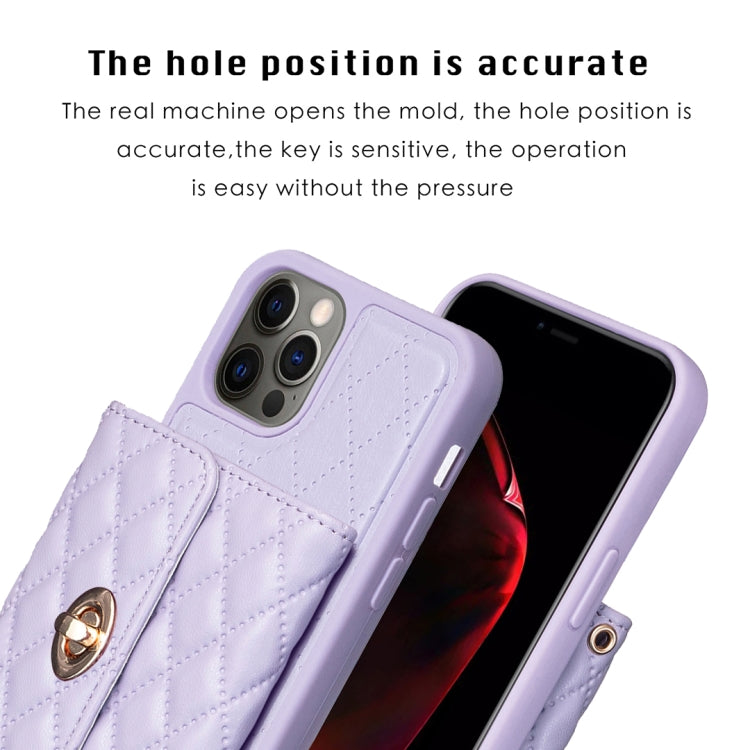 For iPhone 12 / 12 Pro Horizontal Metal Buckle Wallet Rhombic Leather Phone Case