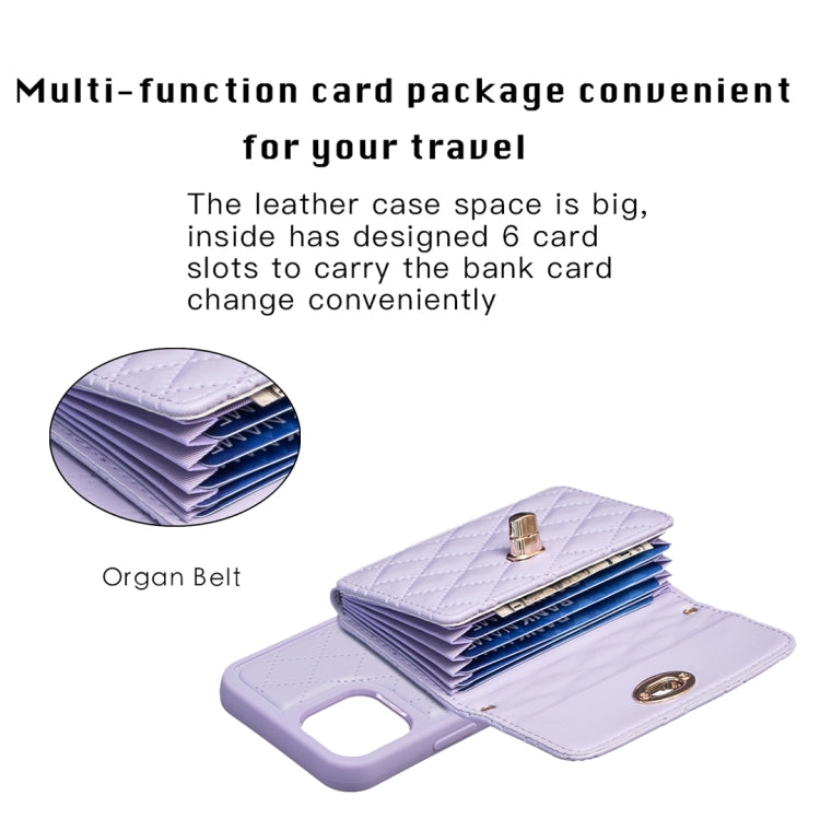 For iPhone 12 / 12 Pro Horizontal Metal Buckle Wallet Rhombic Leather Phone Case