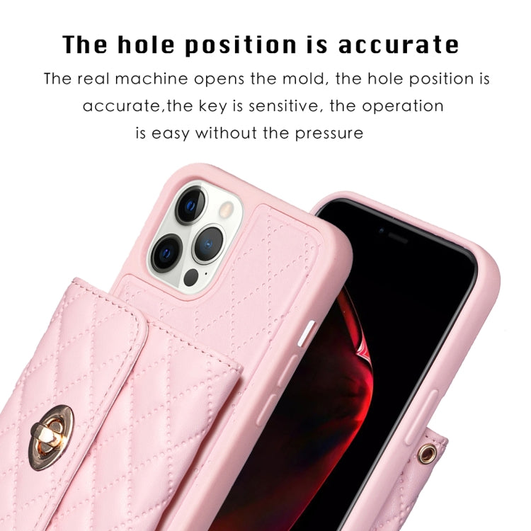 For iPhone 12 Pro Max Horizontal Metal Buckle Wallet Rhombic Leather Phone Case