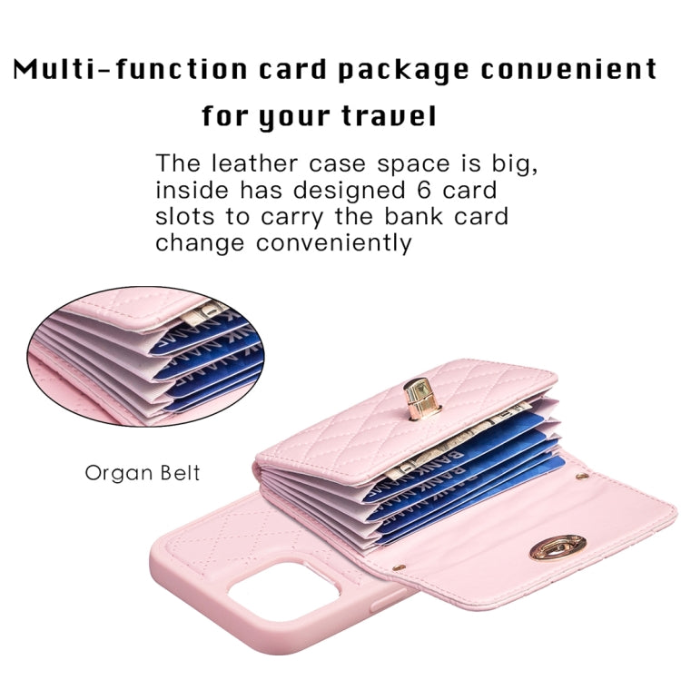 For iPhone 12 Pro Max Horizontal Metal Buckle Wallet Rhombic Leather Phone Case