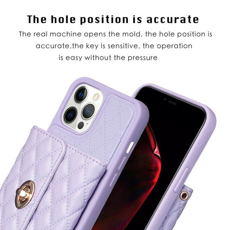 For iPhone 12 Pro Max Horizontal Metal Buckle Wallet Rhombic Leather Phone Case