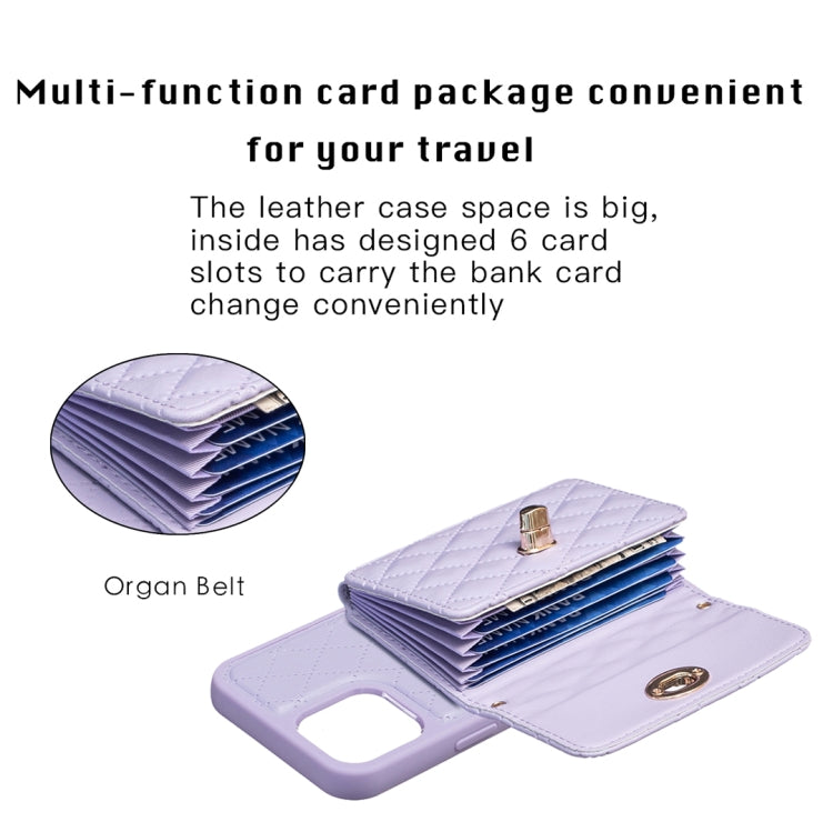 For iPhone 12 Pro Max Horizontal Metal Buckle Wallet Rhombic Leather Phone Case