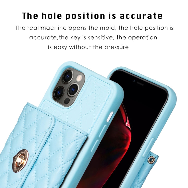 For iPhone 12 Pro Max Horizontal Metal Buckle Wallet Rhombic Leather Phone Case