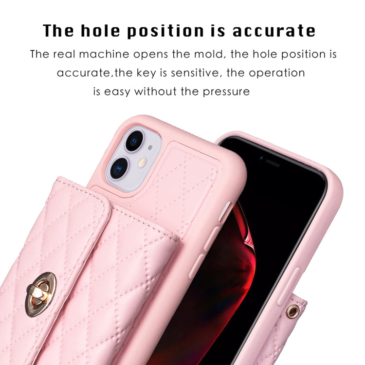 For iPhone 11 Horizontal Metal Buckle Wallet Rhombic Leather Phone Case