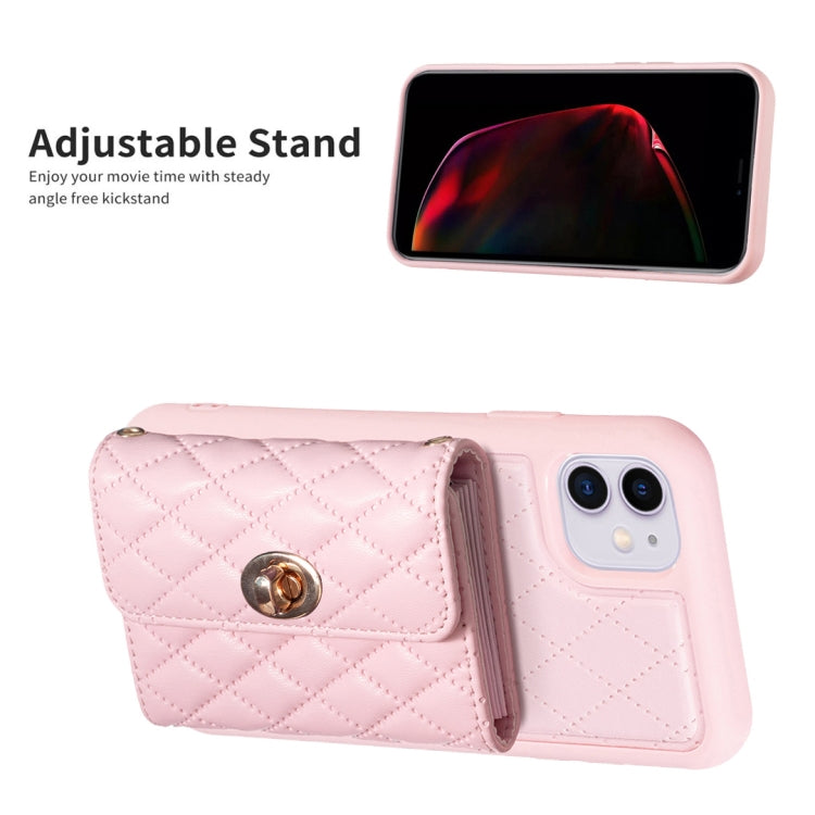 For iPhone 11 Horizontal Metal Buckle Wallet Rhombic Leather Phone Case