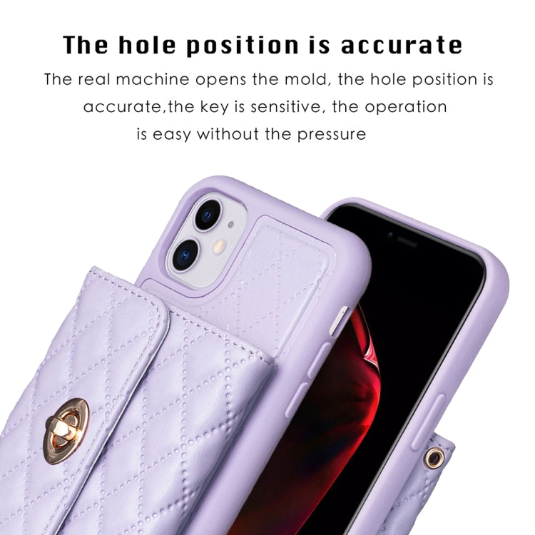 For iPhone 11 Horizontal Metal Buckle Wallet Rhombic Leather Phone Case