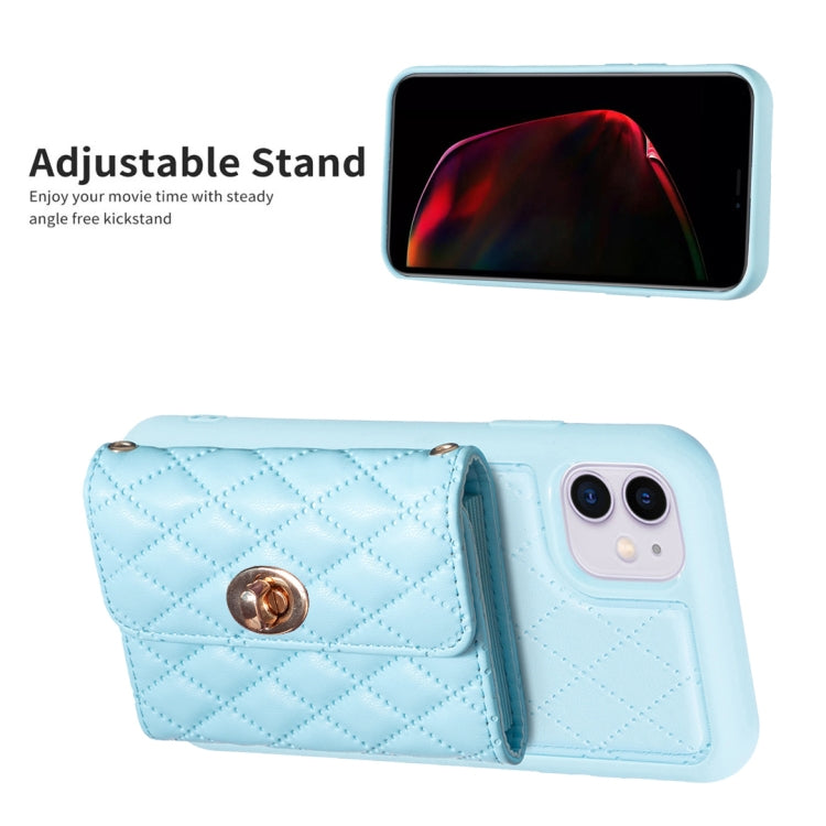 For iPhone 11 Horizontal Metal Buckle Wallet Rhombic Leather Phone Case