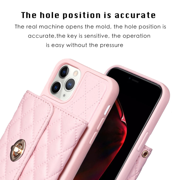 For iPhone 11 Pro Horizontal Metal Buckle Wallet Rhombic Leather Phone Case