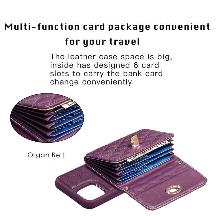For iPhone 11 Pro Horizontal Metal Buckle Wallet Rhombic Leather Phone Case