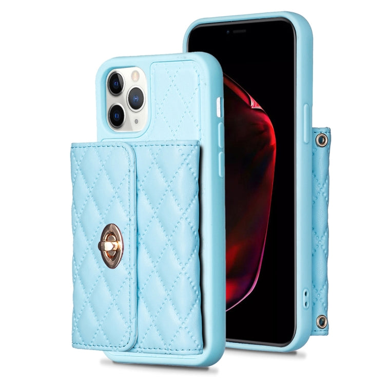 For iPhone 11 Pro Horizontal Metal Buckle Wallet Rhombic Leather Phone Case