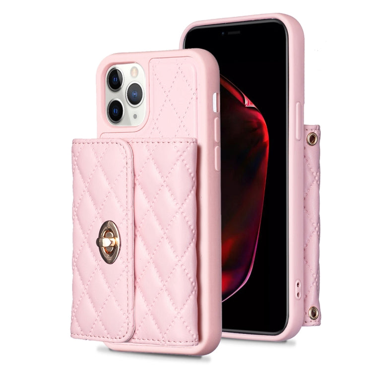 For iPhone 11 Pro Max Horizontal Metal Buckle Wallet Rhombic Leather Phone Case