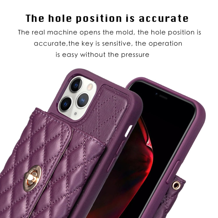 For iPhone 11 Pro Max Horizontal Metal Buckle Wallet Rhombic Leather Phone Case