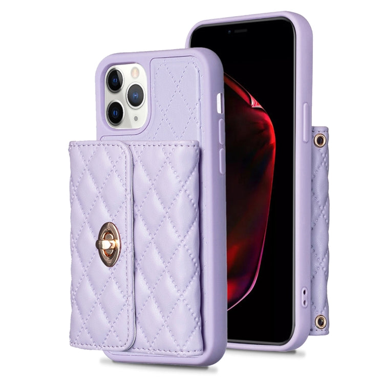 For iPhone 11 Pro Max Horizontal Metal Buckle Wallet Rhombic Leather Phone Case