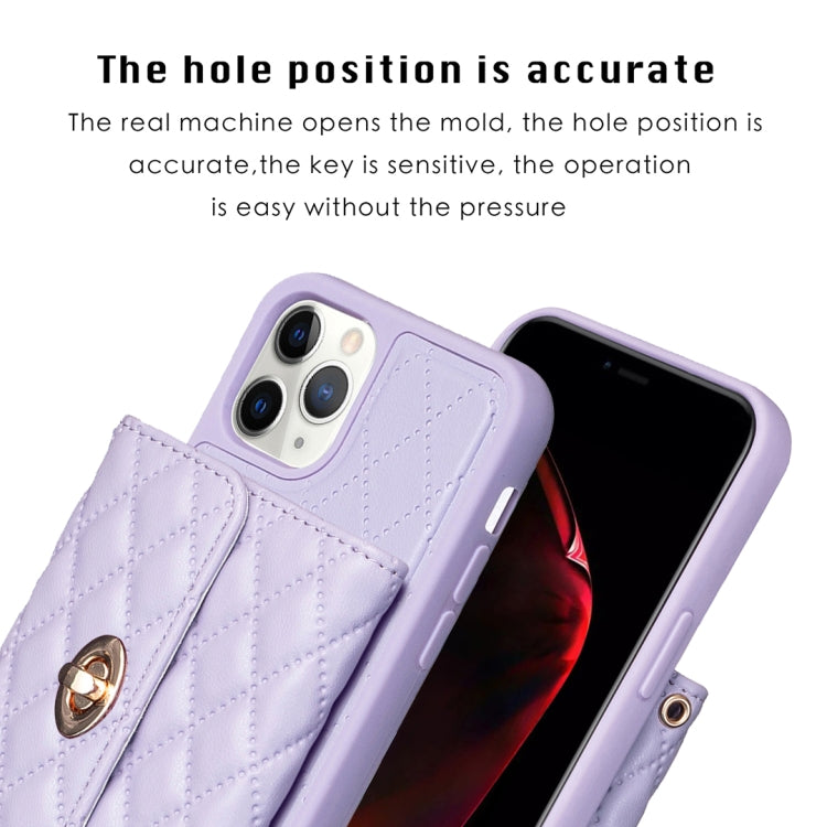 For iPhone 11 Pro Max Horizontal Metal Buckle Wallet Rhombic Leather Phone Case