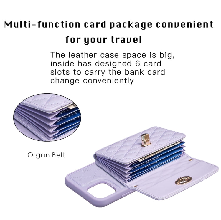 For iPhone 11 Pro Max Horizontal Metal Buckle Wallet Rhombic Leather Phone Case
