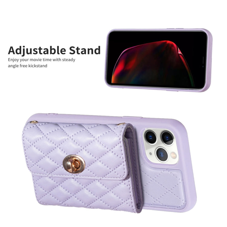 For iPhone 11 Pro Max Horizontal Metal Buckle Wallet Rhombic Leather Phone Case