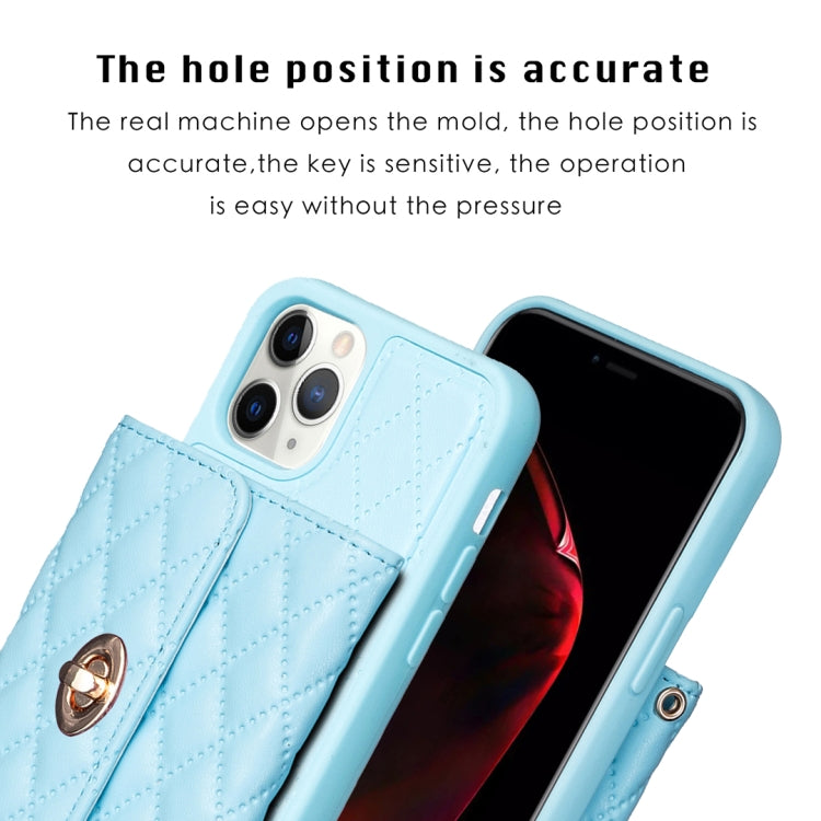 For iPhone 11 Pro Max Horizontal Metal Buckle Wallet Rhombic Leather Phone Case